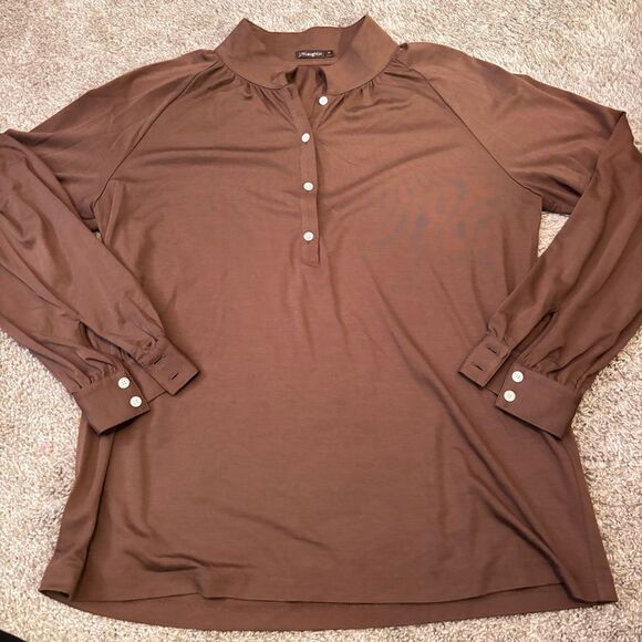 J. McLaughlin Brown Fall time Shirt Women’s Medium - Picture 5 of 5